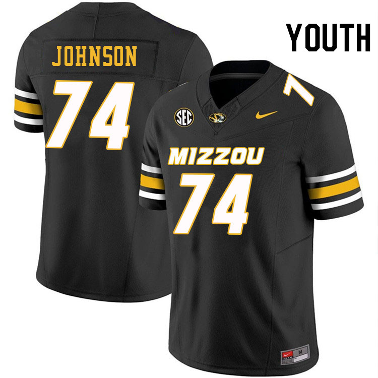 Youth #74 Cam'Ron Johnson Missouri Tigers College Football Jerseys Stitched-Black